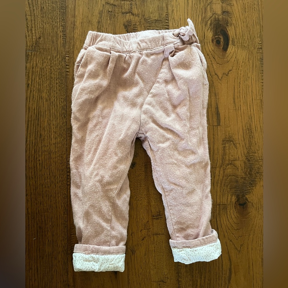 Zara 18-24M Pink Lined Pants with Tie, second photo more true to color
